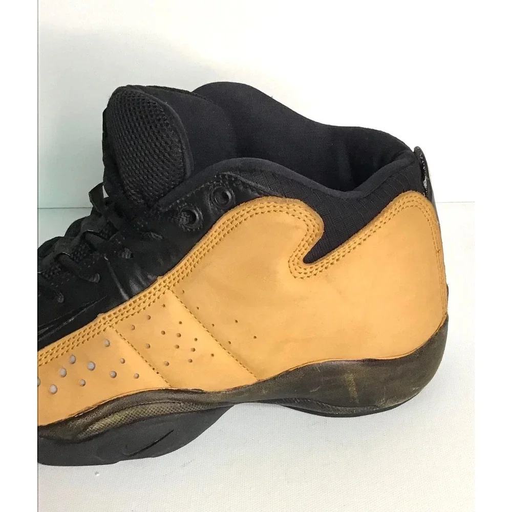 Nike Air Team Dime Mens Basketball Shoes Size 9M Black Tan Mid Top Vintage Retro